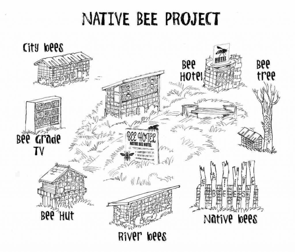 native bee hotel sketch