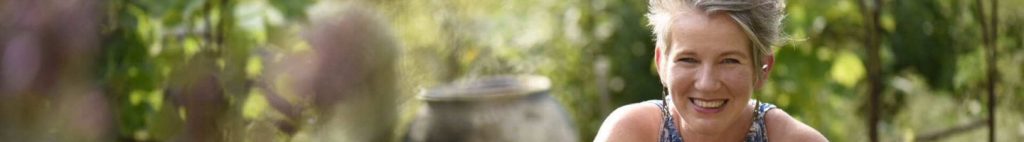 head of woman in garden